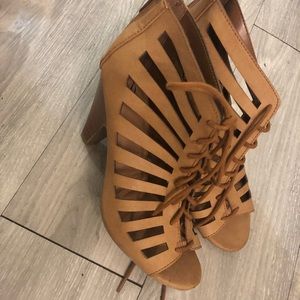 Brown lace heels